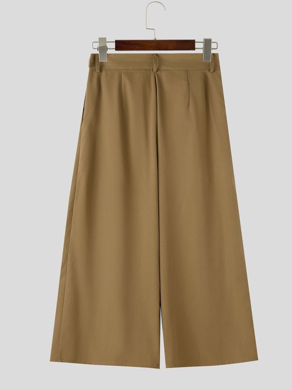 Men's Avant-Garde Pleated Layered Buckle Strap Pant SKUL59509