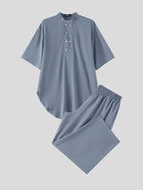 Men's Elevated Resort Wear Neo-Traditional Double-Breasted Two Pieces Outfit SKUL79743