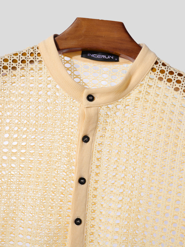 Men's Sheer Mesh Short Sleeve Shirt SKUL19721