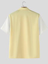 Men's Floral Print Colorblock Short Sleeve Shirt SKUL26121