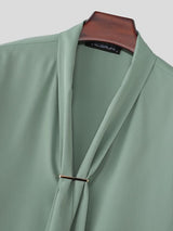 Men's Avant-Garde New Romanticism Long Tie Draped Relaxed Shirt SKUL70249