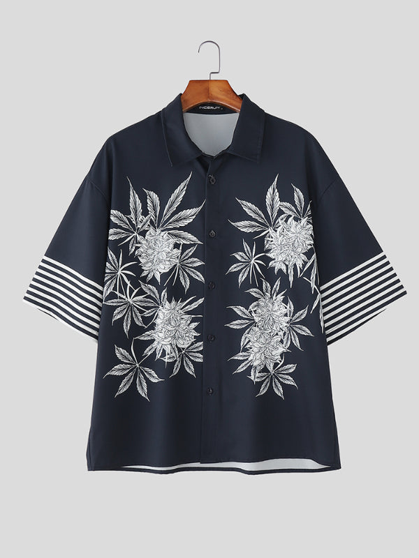 Mens Floral Print Short Sleeve Shirt SKUL17012