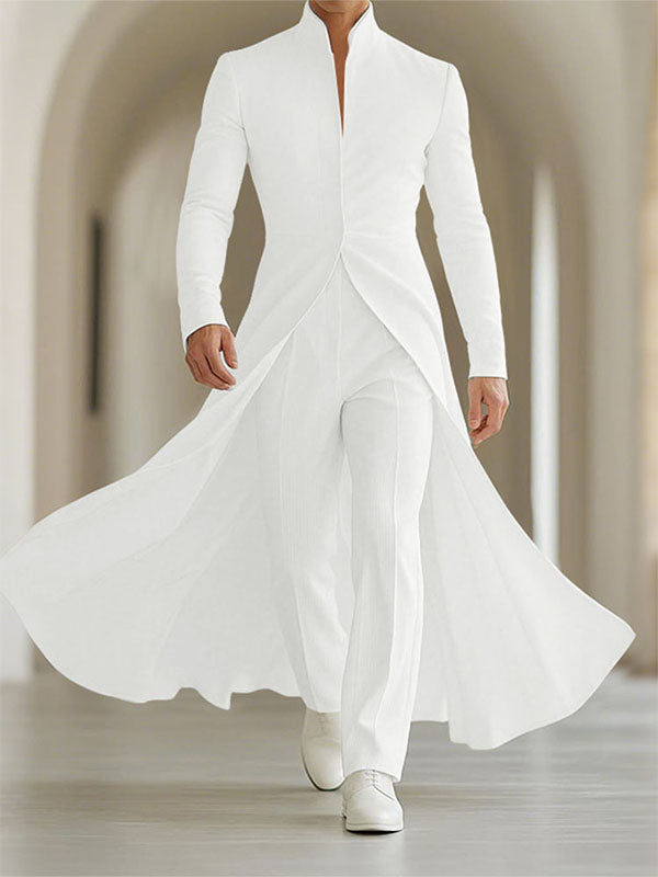 Men's Ruffled Hem Stand Collar Long Sleeve Blazer SKUL25000