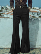 Men's Solid Color Pleated Flared Pant SKUL24742