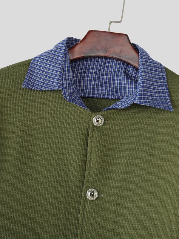 Men's Faux Two-Piece Striped Long Sleeve Jacket SKUL34037