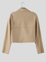 Men's Solid Color Cropped Casual Long Sleeve Jacket SKUL25781