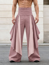 Men's Deconstructed Contrast Color Pleated Long Pant SKUL51889