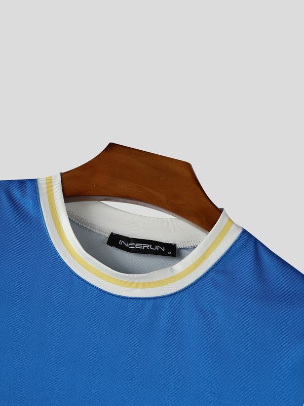 Men's Retro Athletic Color-Block V-Taper Muscle Fit T-shirt SKUL76700