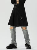 Mens Solid Pleated Metal Buckle Skirt SKUK27842