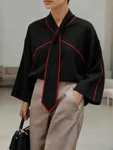 Men's Contrast Color Line Flared Sleeve Shirt SKUL46206