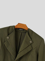 Men's Avant-Garde Cocktail Party Contrast Piping Detail Multi Button Waist Length Long Sleeve Lapel Collar Blazer SKUL81725