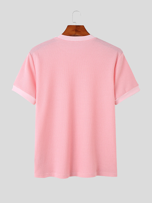 Mens Solid Waffle Knit Short Sleeve T-Shirt SKUK14320