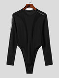Mens Mesh Patchwork Long Sleeve Bodysuit SKUK18615