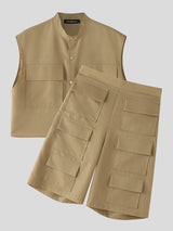 Men's Multi Pocket Casual Two Pieces Outfit SKUL54068