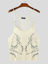 Men's Metal Ring Patchwork Cowl Neck Tank SKUL17912