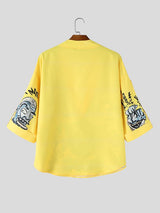 Men's High-Street Avant-Garde Graffiti Print Loose Short Sleeve Shirt SKUL70363
