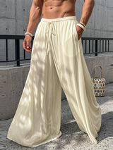 Men's Vintage Boho Crinkled Extra Wide Leg Hakama Pant SKUL71407