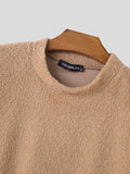 Mens Fleece Solid Crew Neck Pullover Sweatshirt SKUK33581