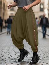 Men's Casual Contrast Edge Stud Button Pant SKUL48669