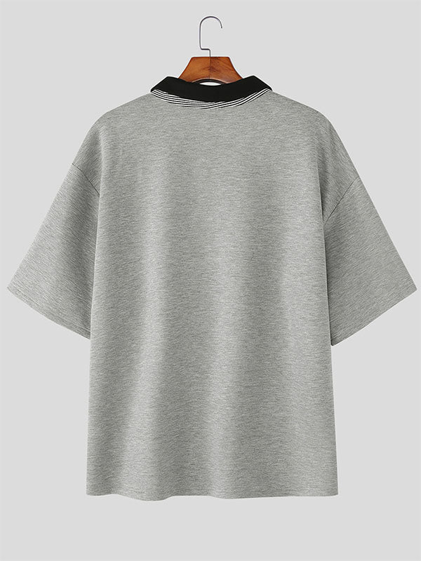 Mens Plaid Tie Contrast Color Short Sleeve T-Shirt SKUL20179