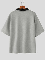 Mens Plaid Tie Contrast Color Short Sleeve T-Shirt SKUL20179