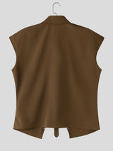 Men's Avant-Garde Contrast Piping Tailored Slim Fit Sleeveless Shirt SKUL75608