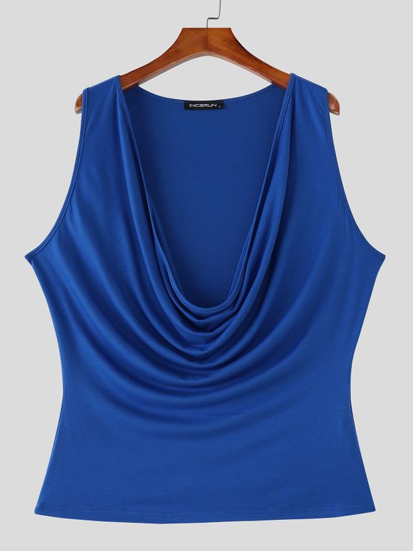 Men's Solid Color Loose Draped Neck Tank SKUL57680