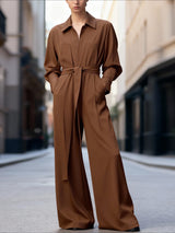 Men's Solid Color Lace Up Design Jumpsuit SKUL50019