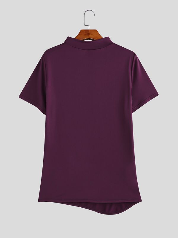 Men's Techwear Slim Fit High Stretch Mock Neck Short Sleeve T-shirt SKUL64086