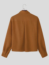 Men's Solid Color Textured Long Sleeve Shirt SKUL27289