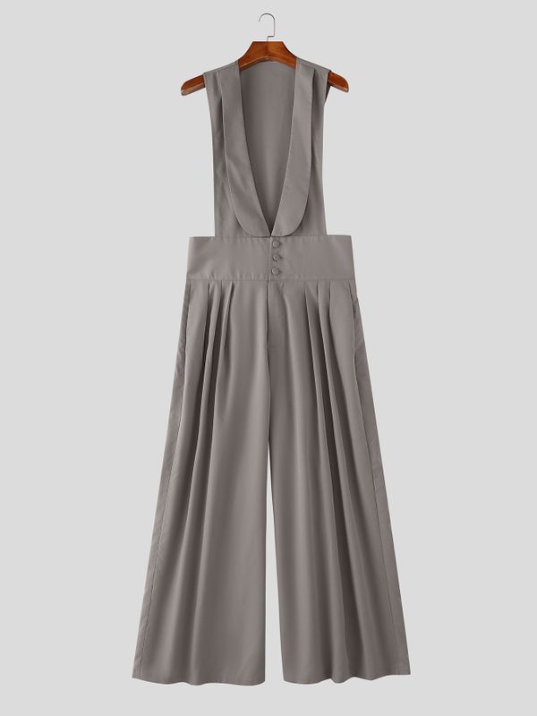Men's Vintage Elegant High Waist Wide Leg Jumpsuit SKUL75524