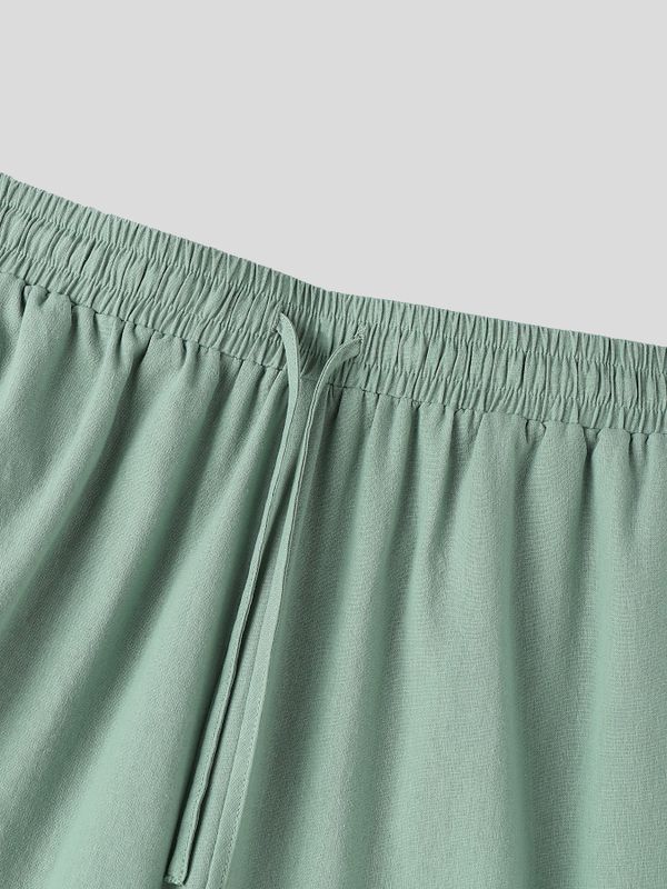 Men's Vintage Harajuku Curved Stitching Elastic Waist Draped Wide Leg Pant SKUL70248