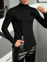 Men's Solid Color Textured Long Sleeve T-Shirt SKUL39015