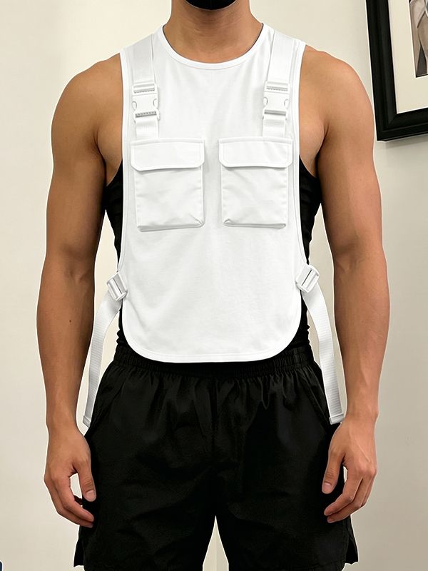 Men's Avant-Garde Deconstructed Tactical Harness Chest Rig Utility Waistcoat SKUL63094