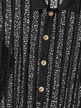 Mens Hollow Mesh See-Through Long Sleeve Shirt SKUK97834