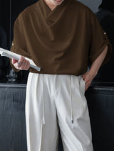 Men's Loose Slouchy Neck Half Sleeve Shirt SKUL38093