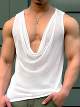 Men's Sheer Fine Mesh Cowl Neck Tank SKUL54053