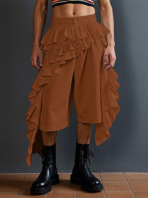 Mens Ruffled Trim Casual Cropped Pant SKUL09427