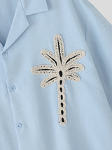 Mens Coconut Tree Embroidered Short Sleeve Shirt SKUL17878