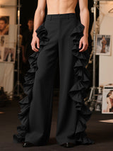 Men's Ruffle Trim Patchwork Casual Pant SKUL22568