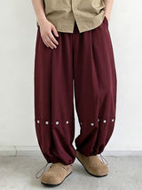 Men's Vintage Harajuku Deconstructed Button Detail Pleated Balloon Wide Leg Pant SKUL70243