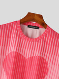 Mens Heart Striped Print Short Sleeve T-Shirt SKUK09540