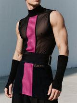 Men's Stripe Contrast Sheer Mesh Tank SKUL23558