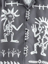 Men's Beach Resort Abstract Print Cuban Collar Short Sleeve Shirt SKUL73760