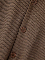 Men's Early Autumn Urban Casual Ribbed Knit Button Down Long Sleeve Lapel Collar Cardigan SKUL79219