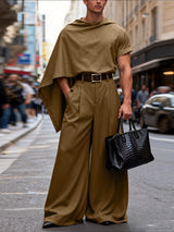 Men's Deconstructed Shawl Patchwork Two Pieces Outfit SKUL41353