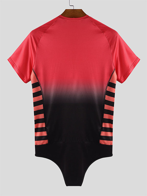 Men's Number Print Gradient Short Sleeve Bodysuit SKUL17911