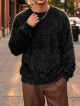 Mens Plush Crew Neck Loose Pullover Sweater SKUK29419