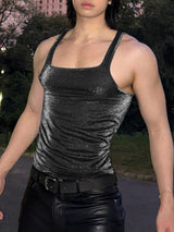 Men's Shiny Square Neck Casual Tank SKUL38050