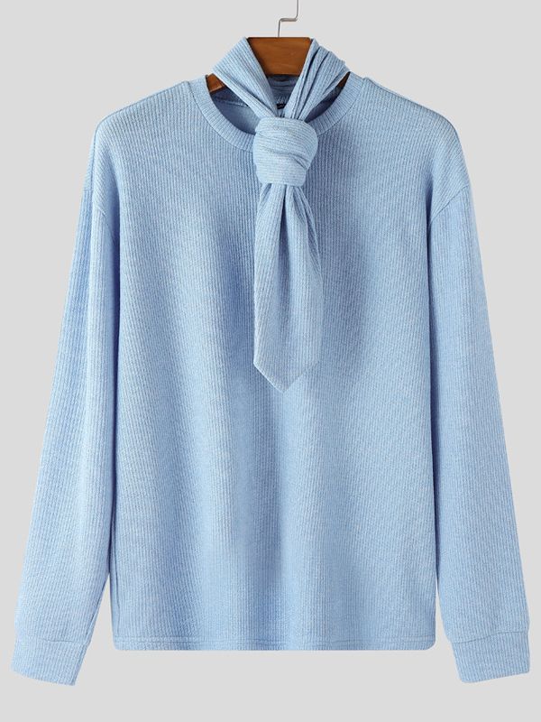 Men's Textured Tie Long Sleeve Shirt SKUL43664